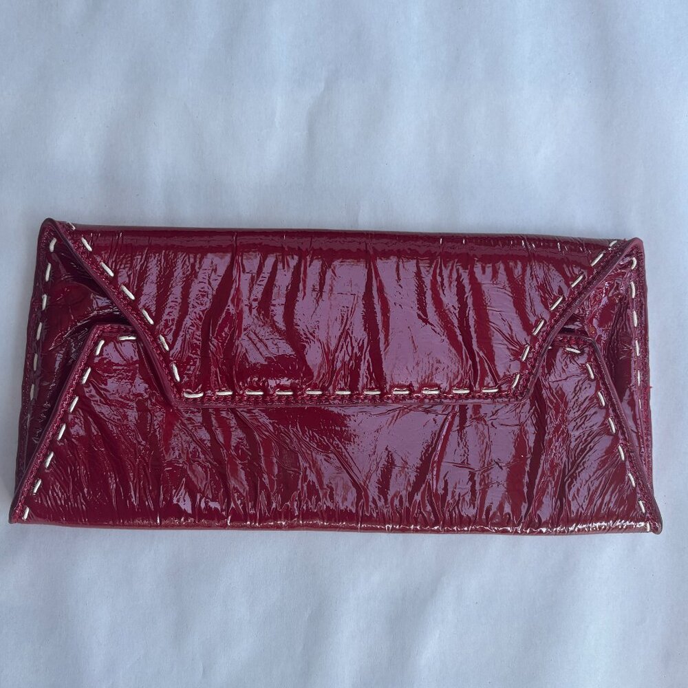 Cherry Red Patent Leather Envelope Clutch